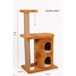 Cat Hause 103 Cmİki Yuvalı Kedi Tırmalama Kahve