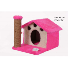 45 Cm Ev Yuvalı Kedi Tırmalama Pembe