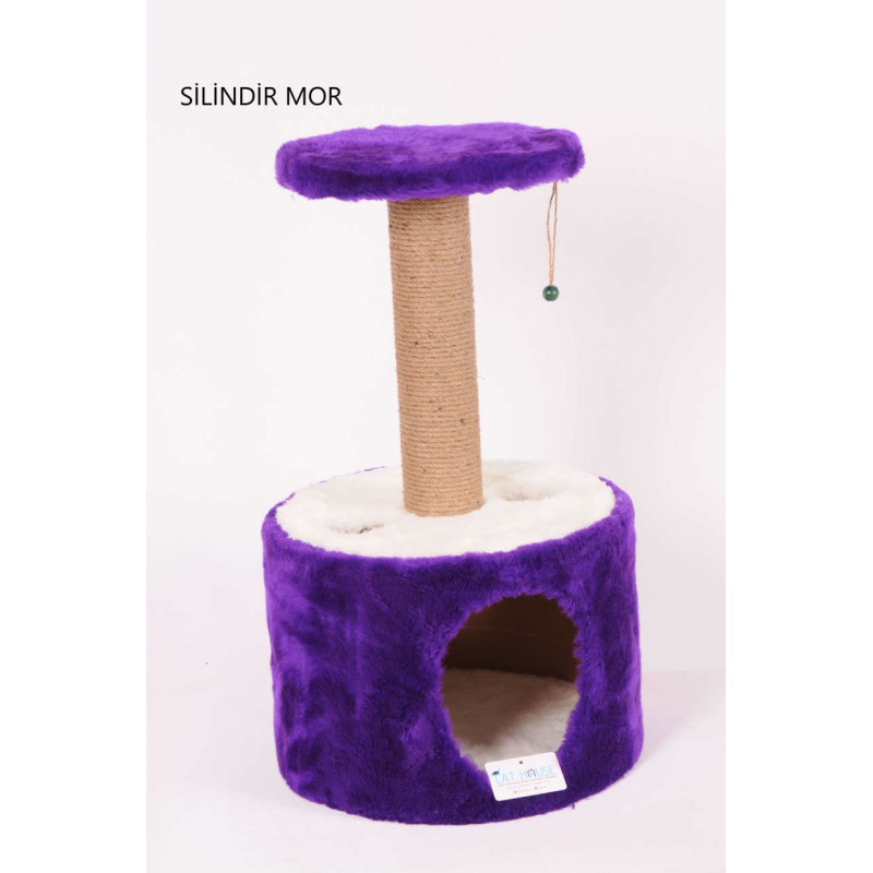 Cat Hause 72 Cm Silindir Yuvalı Kedi Tırmalama Mor