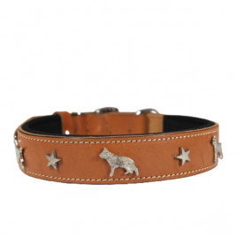 Comfort Deri Süslü Boyun Tasması Medium Camel