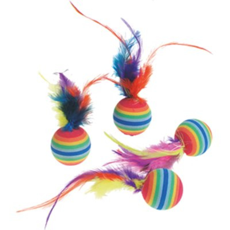 Flamingo Tüylü Gökkuşağı Top Oyuncak 4 Parça