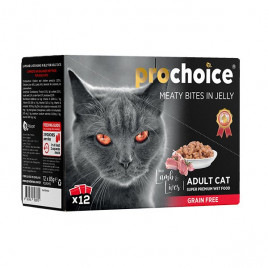 Pro Choice 12 Adet Family Pack Kuzu ve Ciğer Chunks In Jelly 85 Gr