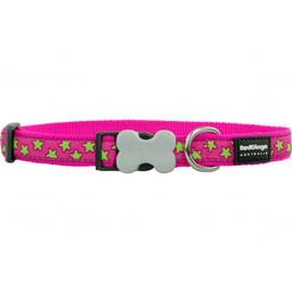 Red Dingo 15 Mm Pembe Üzerine Lime Yıldızlı Boyun Tasması