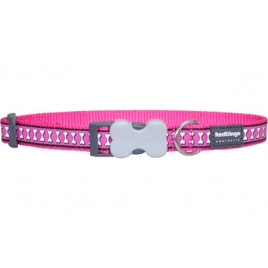 Red Dingo 15 Mm Reflektörlü Kemik Desenli Pembe Boyun Tasması