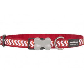 Red Dingo 15 Mm Reflektörlü Ziggy Desenli Kırmızı Boyun Tasması