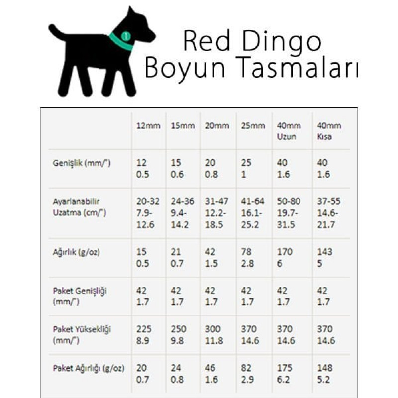 Red Dingo 40mm Reflektörlü Siyah Dev Uzun Boyun Tasması