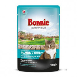 Bonnie 100 Gr Somonlu Alabalıklı Pouch Jelly Yetişkin Kedi Konserve Maması 