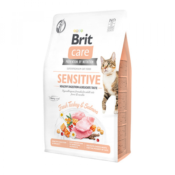 Brit Care 2 Kg Cat Grain-Free Sensitive Healthy Digestion and Delicate Taste Hindi & Somon