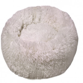 XL Ponchik Peluş Yuvarlak Yatak Vr01-Beyaz