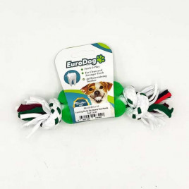 Euro Dog 15 Cm Kemik Şekilli Diş Kaşıma İpi Köpek Oyuncağı Beyaz Yeşil 