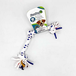 15 Cm Üç Düğümlü Diş Kaşıma İpi Köpek Oyuncağı Beyaz Mavi 
