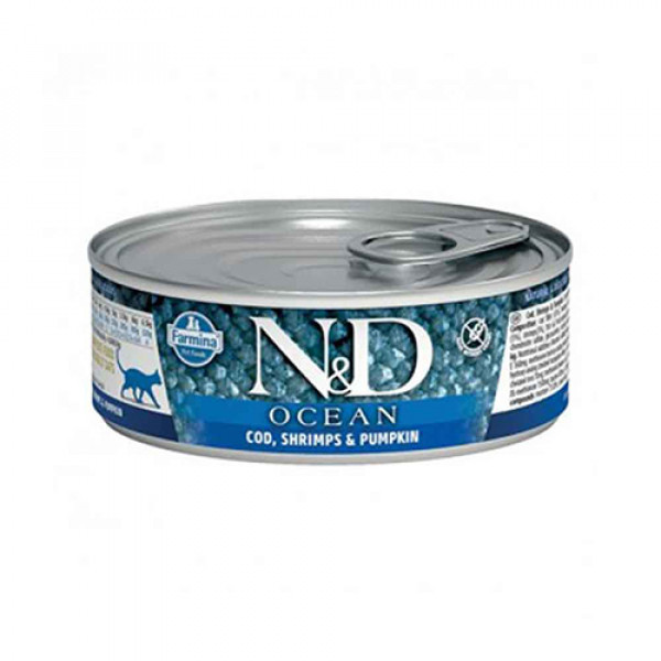 N & D Ocean 6 Adet Tuna Cod Shrimp & Pumpkin Kitten 80 Gr