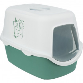 Trixie 40x40x56 Cm Kedi Resimi Baskılı Kapalı Tuvalet Yeşil-Beyaz 